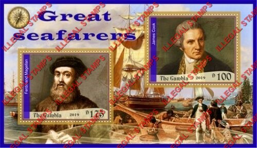 Gambia 2019 Great Seafarers Illegal Stamp Souvenir Sheet of 2