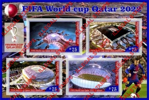 Gambia 2019 Soccer World Cup Qatar 2020 Stadiums Illegal Stamp Souvenir Sheet of 4