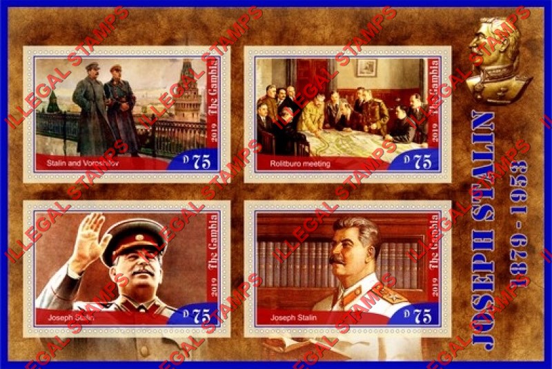 Gambia 2019 Joseph Stalin (second different) Illegal Stamp Souvenir Sheet of 4