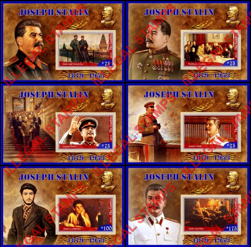Gambia 2019 Joseph Stalin (second different) Illegal Stamp Souvenir Sheets of 1