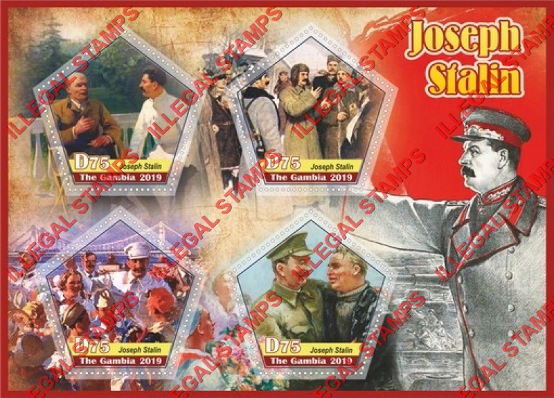 Gambia 2019 Joseph Stalin Illegal Stamp Souvenir Sheet of 4