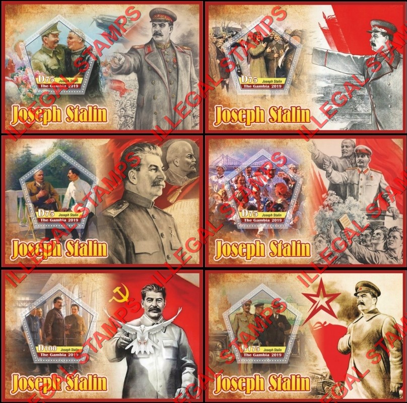 Gambia 2019 Joseph Stalin Illegal Stamp Souvenir Sheets of 1