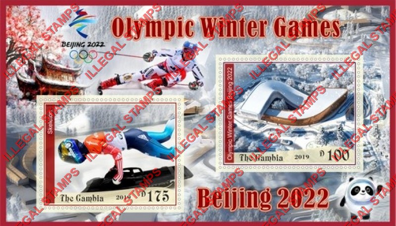 Gambia 2019 Winter Olympic Games in Beijing 2022 Illegal Stamp Souvenir Sheet of 2