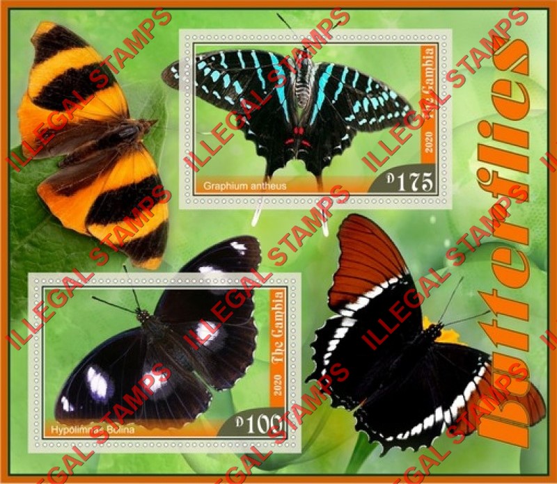 Gambia 2020 Butterflies (different b) Illegal Stamp Souvenir Sheet of 2