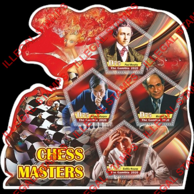 Gambia 2020 Chess Masters Illegal Stamp Souvenir Sheet of 4