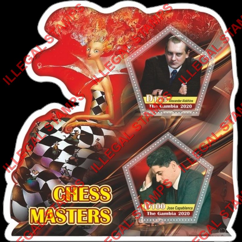 Gambia 2020 Chess Masters Illegal Stamp Souvenir Sheet of 2