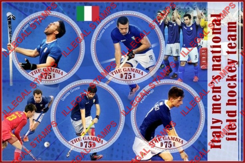 Gambia 2020 Field Hockey Italy Men's National Team Illegal Stamp Souvenir Sheet of 4