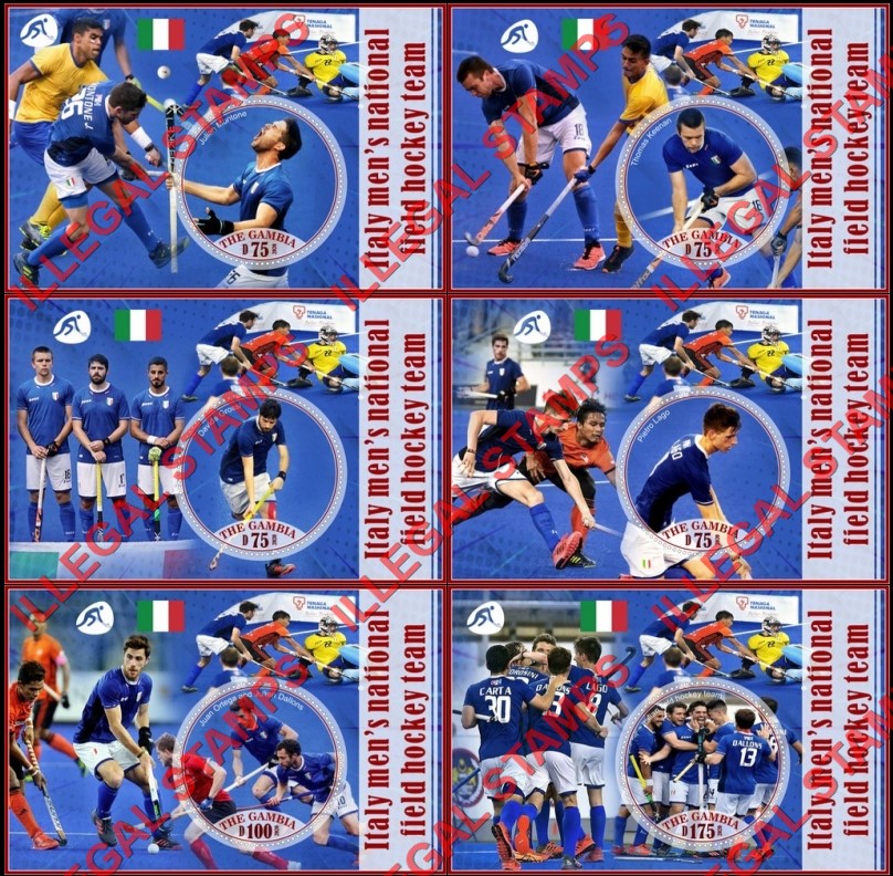 Gambia 2020 Field Hockey Italy Men's National Team Illegal Stamp Souvenir Sheets of 1