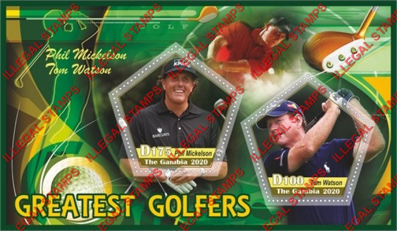 Gambia 2020 Golf Greatest Golfers Illegal Stamp Souvenir Sheet of 2