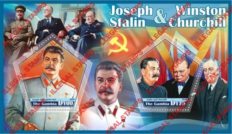Gambia 2020 Joseph Stalin and Winston Churchill (different) Illegal Stamp Souvenir Sheet of 2