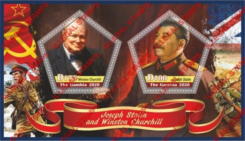 Gambia 2020 Joseph Stalin and Winston Churchill Illegal Stamp Souvenir Sheet of 2