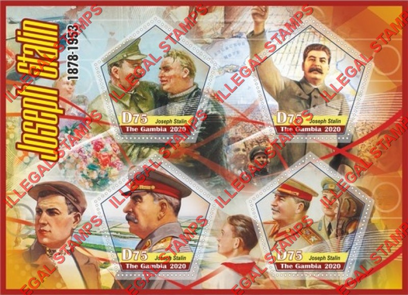 Gambia 2020 Joseph Stalin (different a) Illegal Stamp Souvenir Sheet of 4