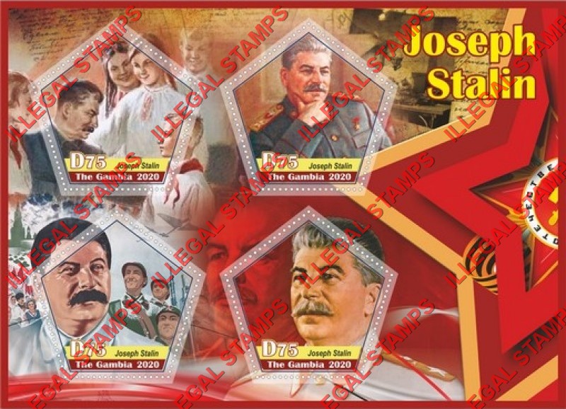 Gambia 2020 Joseph Stalin Illegal Stamp Souvenir Sheet of 4