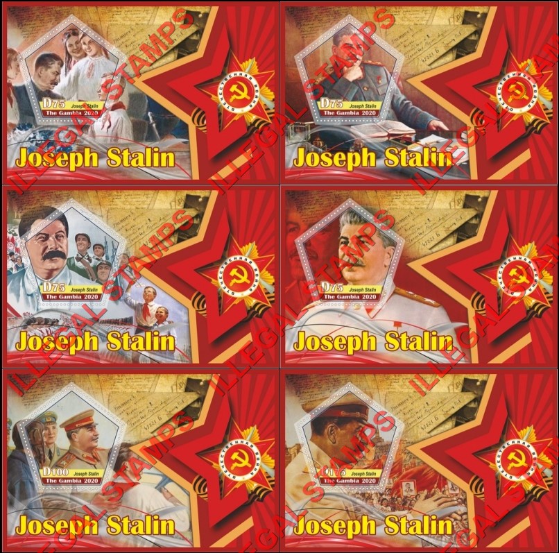 Gambia 2020 Joseph Stalin Illegal Stamp Souvenir Sheets of 1