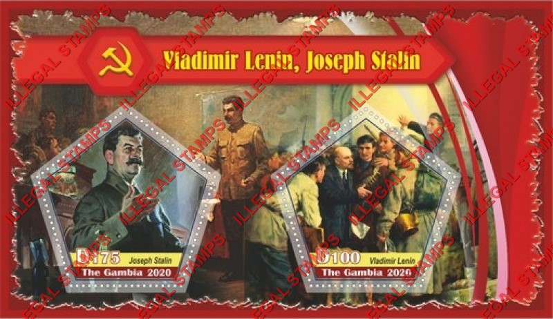 Gambia 2020 Lenin and Stalin Illegal Stamp Souvenir Sheet of 2