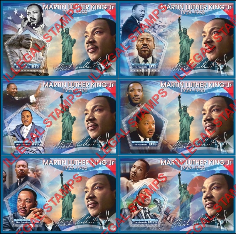 Gambia 2020 Martin Luther King Jr. Illegal Stamp Souvenir Sheets of 1