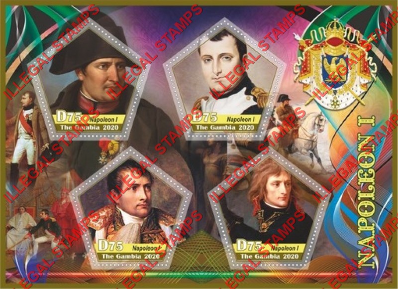Gambia 2020 Napoleon Illegal Stamp Souvenir Sheet of 4