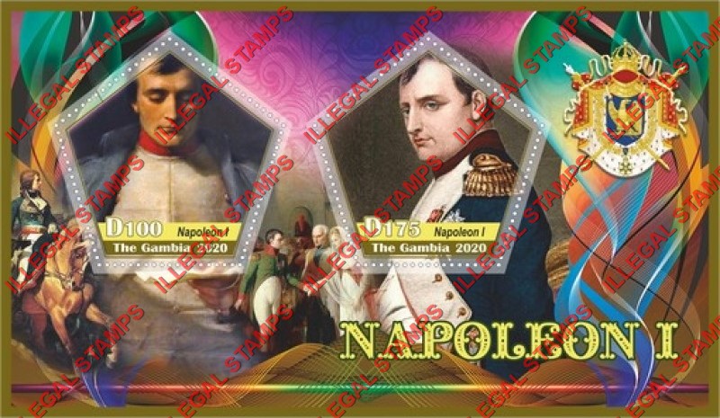 Gambia 2020 Napoleon Illegal Stamp Souvenir Sheet of 2