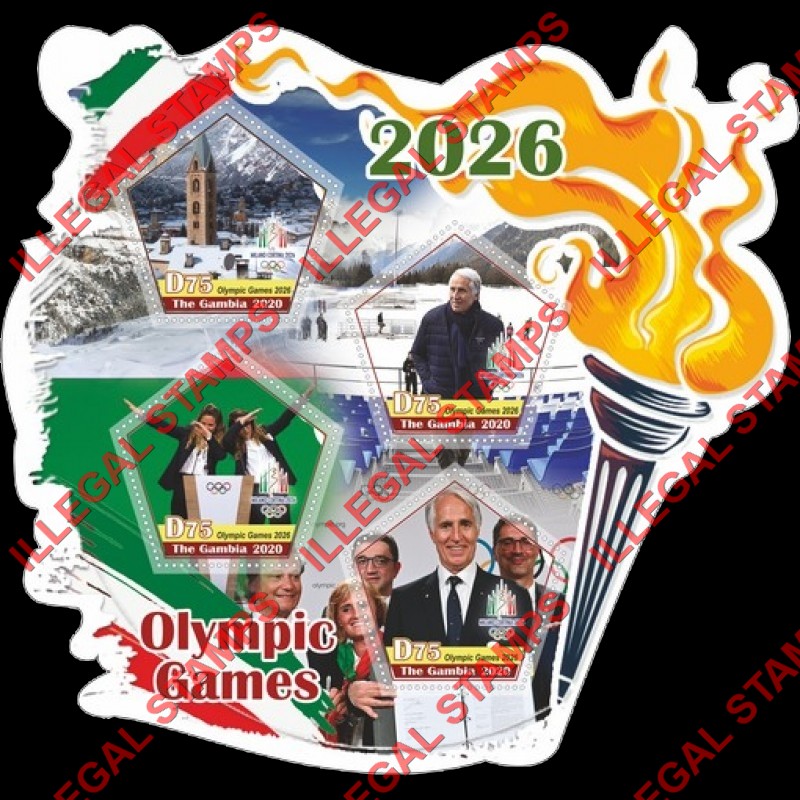 Gambia 2020 Olympic Games in 2026 Illegal Stamp Souvenir Sheet of 4