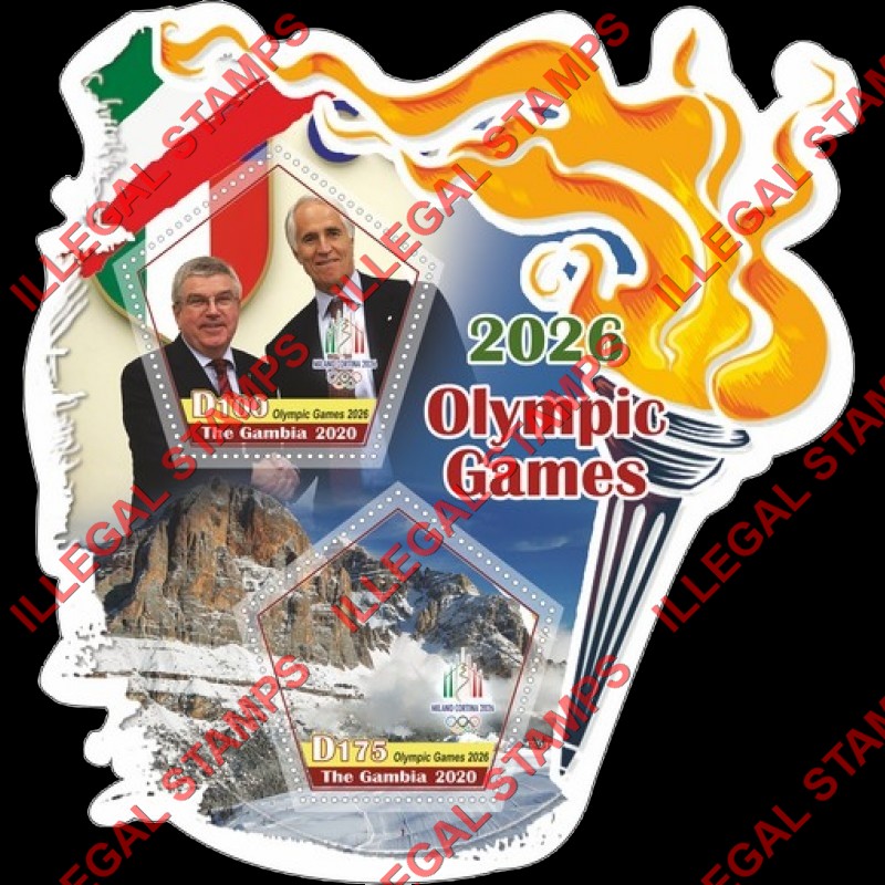 Gambia 2020 Olympic Games in 2026 Illegal Stamp Souvenir Sheet of 2