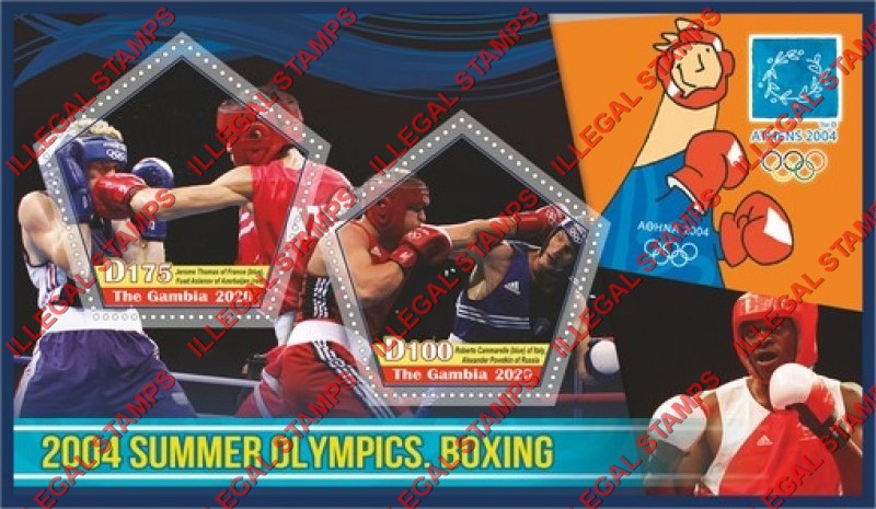 Gambia 2020 Olympic Games in Athens in 2004 Boxing Illegal Stamp Souvenir Sheet of 2