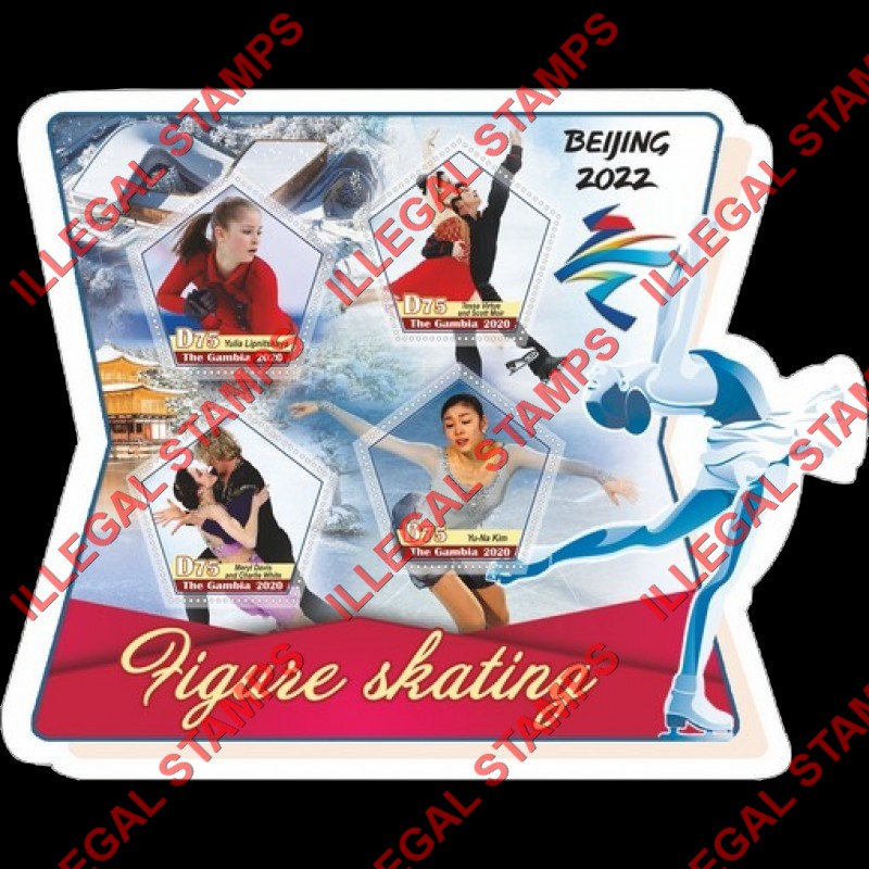 Gambia 2020 Olympic Games in Beijing in 2022 Figure Skating Illegal Stamp Souvenir Sheet of 4