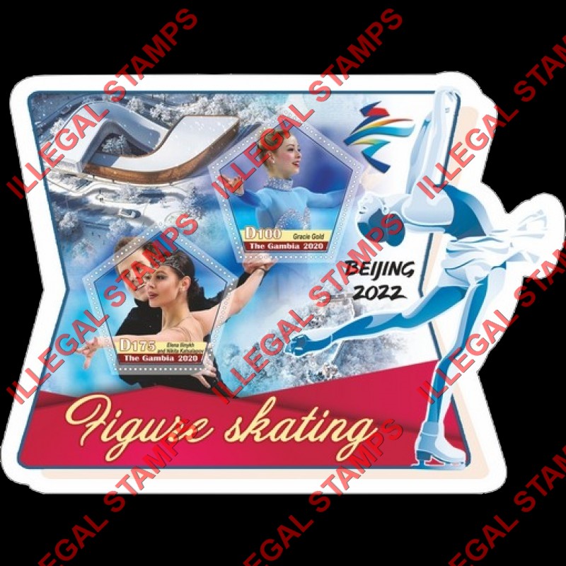 Gambia 2020 Olympic Games in Beijing in 2022 Figure Skating Illegal Stamp Souvenir Sheet of 2