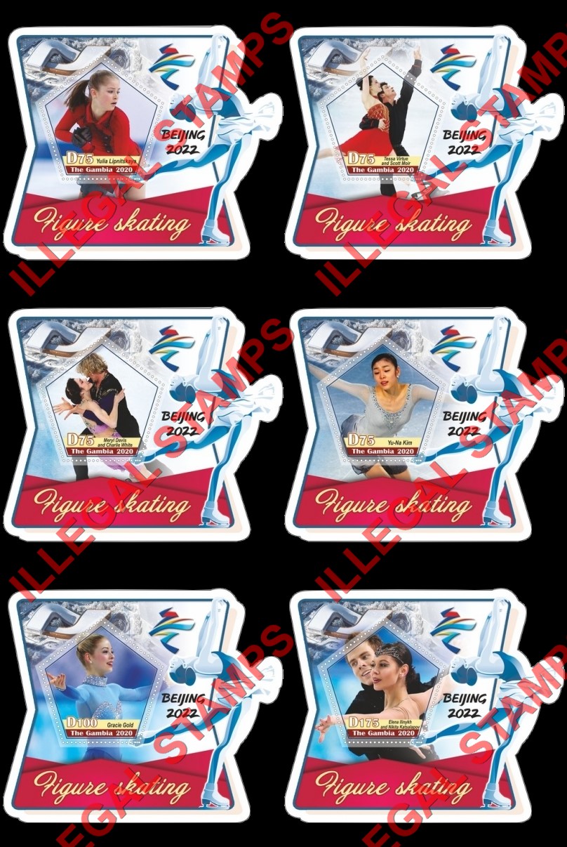 Gambia 2020 Olympic Games in Beijing in 2022 Figure Skating Illegal Stamp Souvenir Sheets of 1