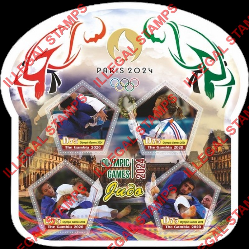 Gambia 2020 Olympic Games in Paris in 2024 Judo Illegal Stamp Souvenir Sheet of 4