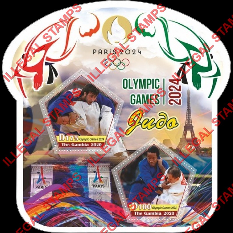 Gambia 2020 Olympic Games in Paris in 2024 Judo Illegal Stamp Souvenir Sheet of 2