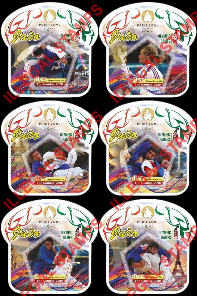 Gambia 2020 Olympic Games in Paris in 2024 Judo Illegal Stamp Souvenir Sheets of 1