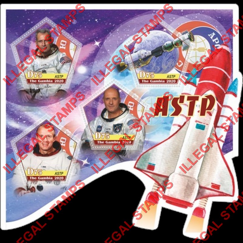 Gambia 2020 Space Apollo Soyuz ASTP Illegal Stamp Souvenir Sheet of 4