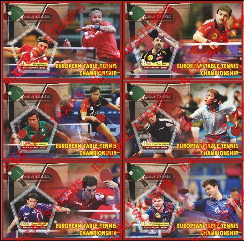 Gambia 2020 Table Tennis European Championship Illegal Stamp Souvenir Sheets of 1