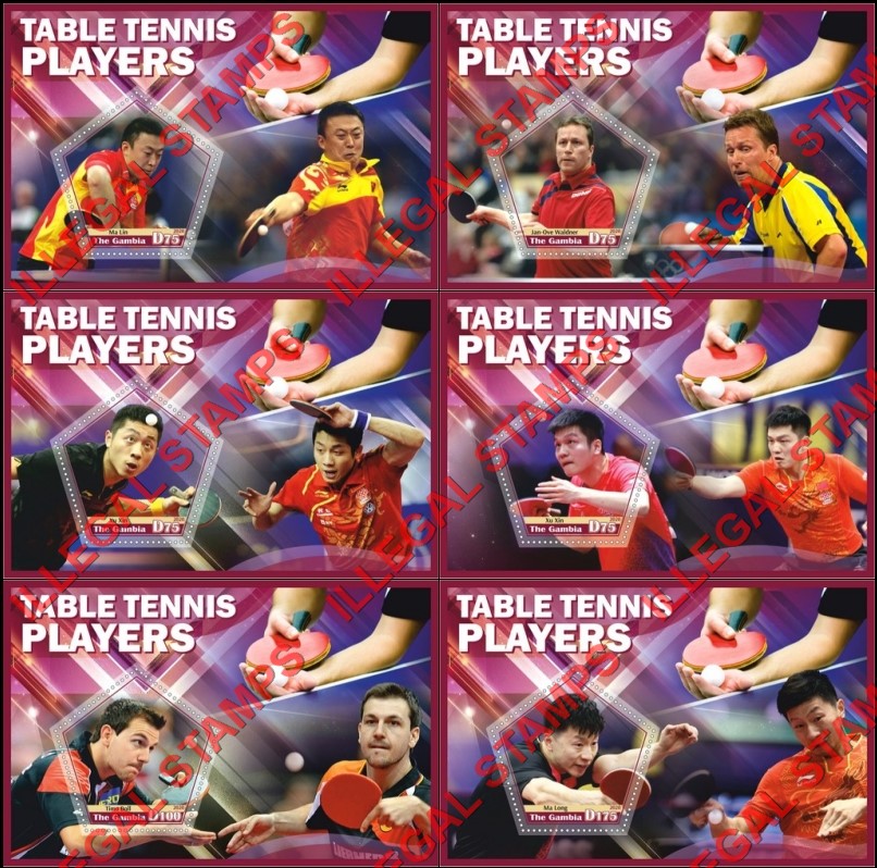 Gambia 2020 Table Tennis Players Illegal Stamp Souvenir Sheets of 1