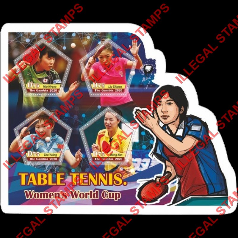 Gambia 2020 Table Tennis Women's World Cup Illegal Stamp Souvenir Sheet of 4