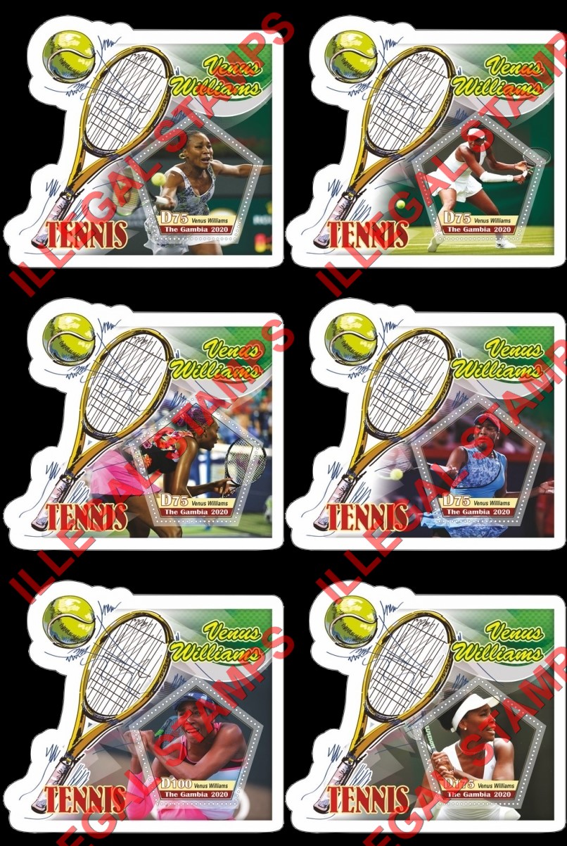 Gambia 2020 Tennis Venus Williams Illegal Stamp Souvenir Sheets of 1