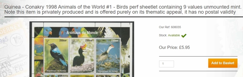 Guinea Republic 1998 Animals of the World Birds Illegal Stamp Souvenir Sheet of 9 Stated to be Privately Produced