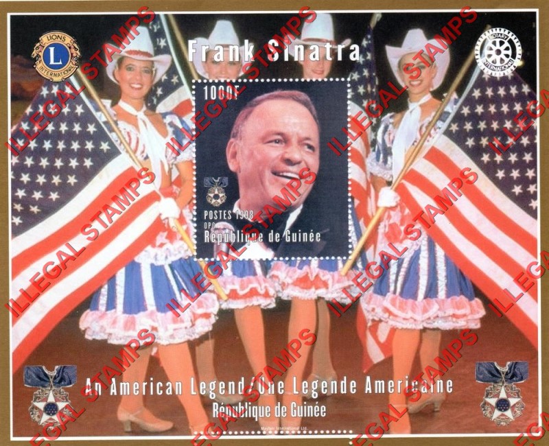 Guinea Republic 1998 Frank Sinatra Illegal Stamp Souvenir Sheet of 1