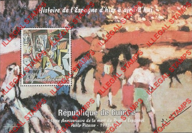 Guinea Republic 1998 Paintings by Pablo Picasso Illegal Stamp Souvenir Sheet of 1