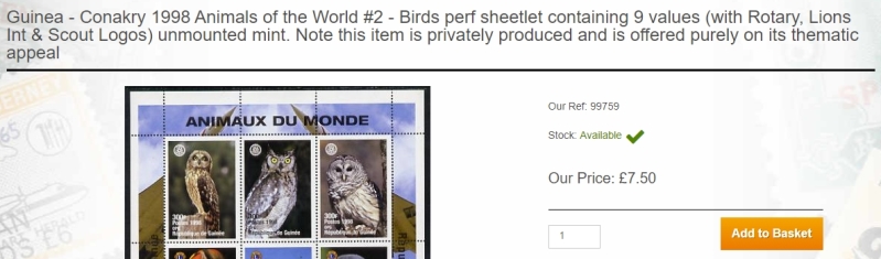 Guinea Republic 1998 Animals of the World Birds of Prey Souvenir Sheet of 9 Stated to be Privately Produced