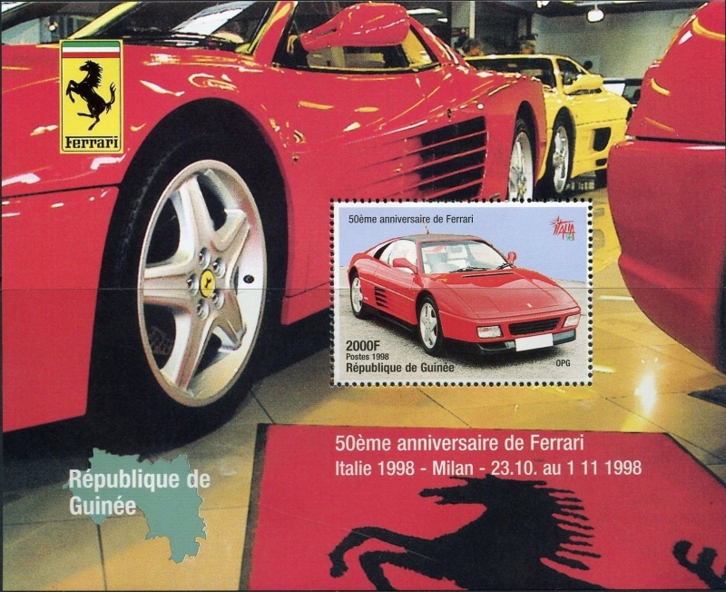Guinea Republic 1998 Ferrari Souvenir Sheet of Michel Catalog No. BL543