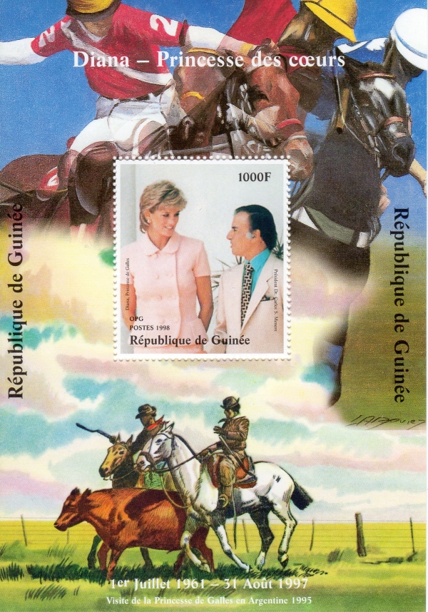 Guinea Republic 1998 Princess Diana in Argentina Stamp Souvenir Sheet of 1 Michel Catalog No. BL519