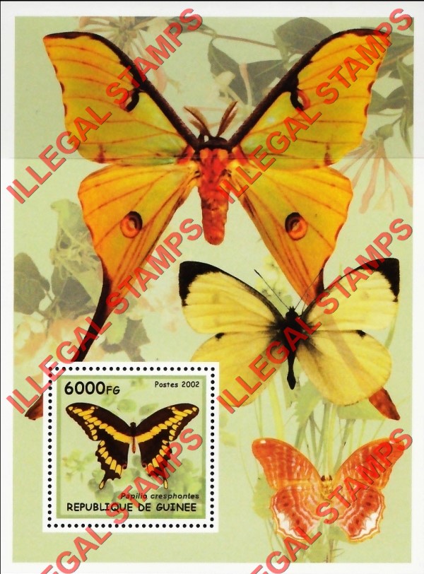 Guinea Republic 2002 Butterflies Illegal Stamp Souvenir Sheet of 1