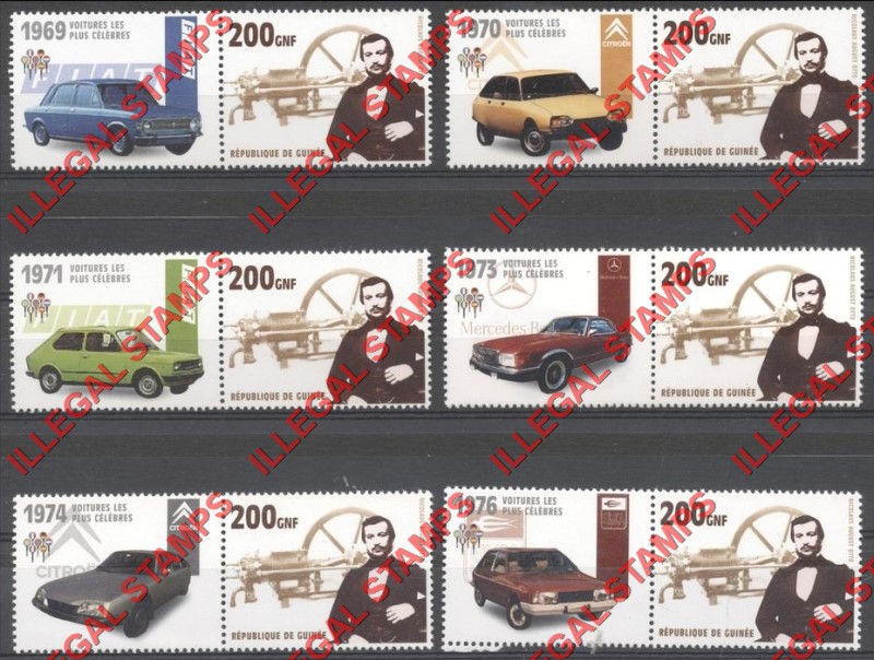 Guinea Republic 2002 Cars Automobiles Illegal Stamp Pairs (Part 2)