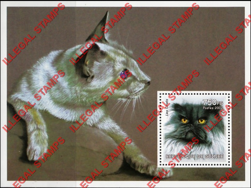 Guinea Republic 2002 Cats Illegal Stamp Souvenir Sheet of 1
