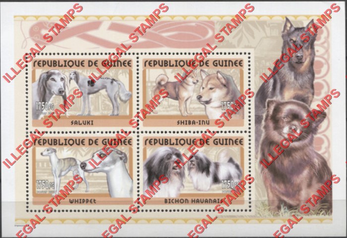 Guinea Republic 2002 Dogs Illegal Stamp Souvenir Sheet of 4