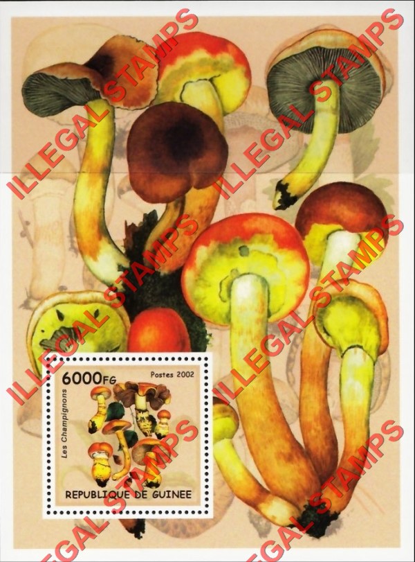 Guinea Republic 2002 Mushrooms Illegal Stamp Souvenir Sheet of 1