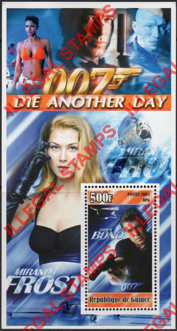 Guinea Republic 2003 James Bond Die Another Day Illegal Stamp Souvenir Sheet of 1 (Sheet 1)