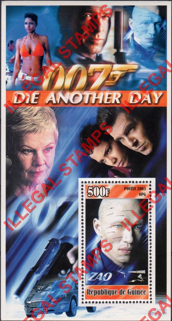 Guinea Republic 2003 James Bond Die Another Day Illegal Stamp Souvenir Sheet of 1 (Sheet 3)