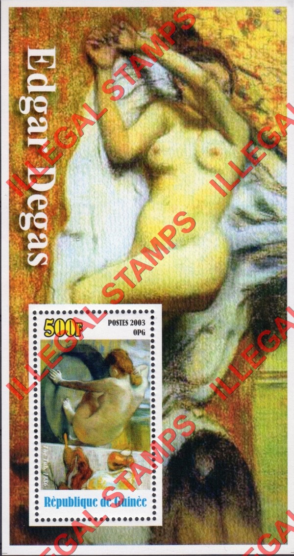 Guinea Republic 2003 Paintings by Edgar Degas Illegal Stamp Souvenir Sheet of 1